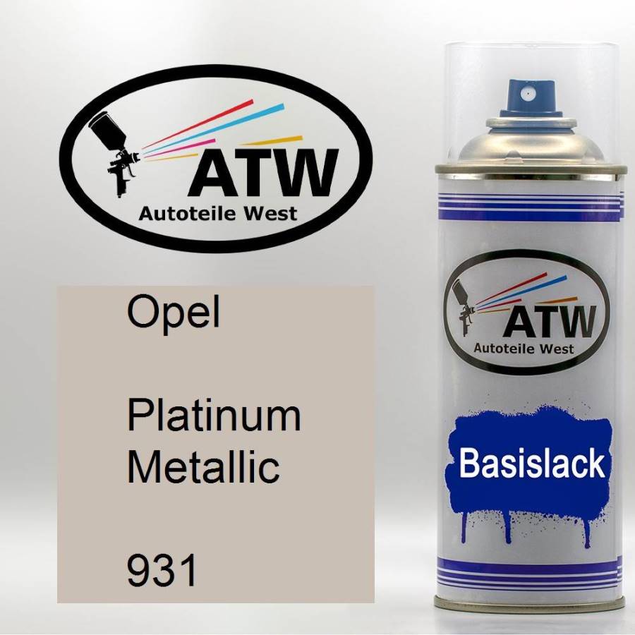 Opel, Platinum Metallic, 931: 400ml Sprühdose, von ATW Autoteile West.